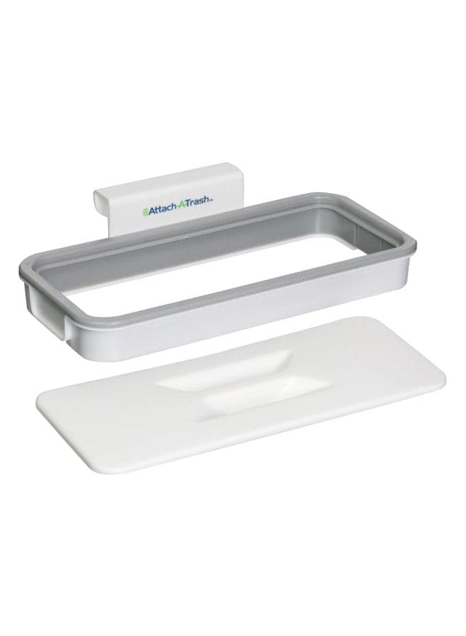 Hanging Trash Bag Holder With Lid White/Grey 11 x 23.5cm