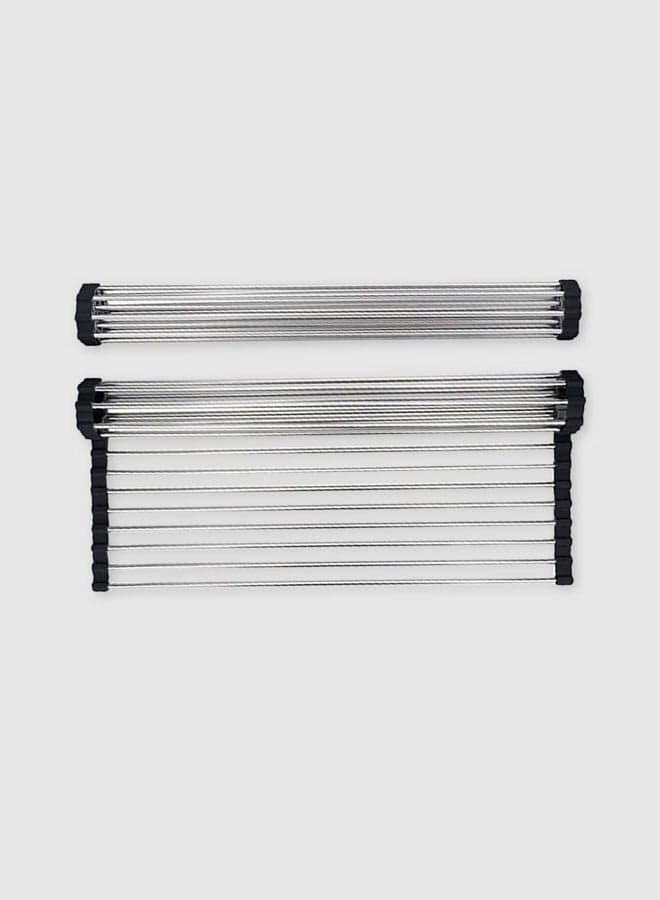 Stainless Steel Roll-Up Sink Drying Rack Silver 41x6x7cm