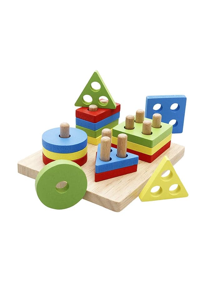 17-Piece Wooden Geometric Stacking Blocks