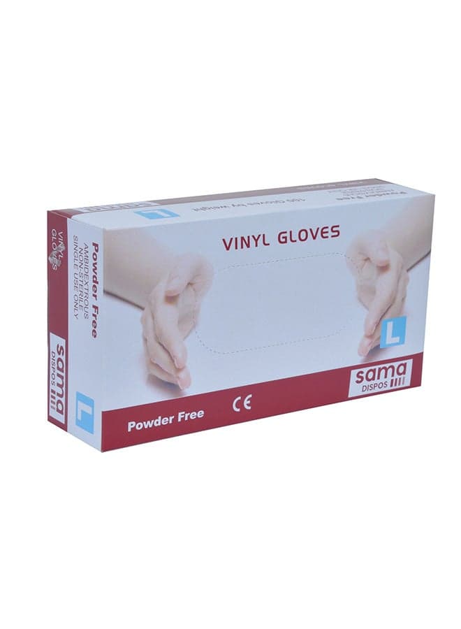 100-Piece Vinyl Hand Gloves Clear Large Clear Large