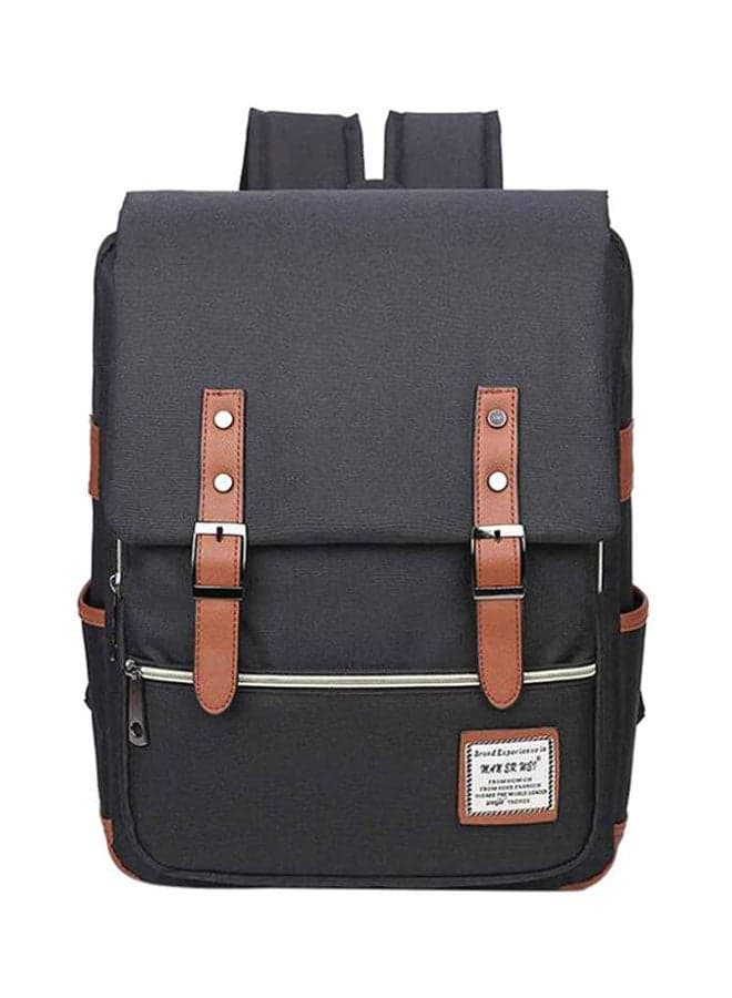 Solid Zip Closure Backpack Grey