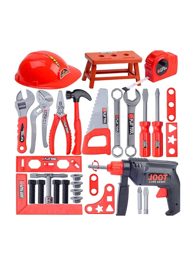 31-Piece Kids Role Play Electric Drill Screwdriver Repair Tool Set 23cm