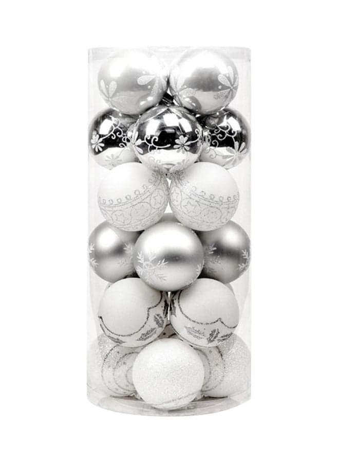 24-Piece Tree Ball Hanging Ornament Silver 6cm