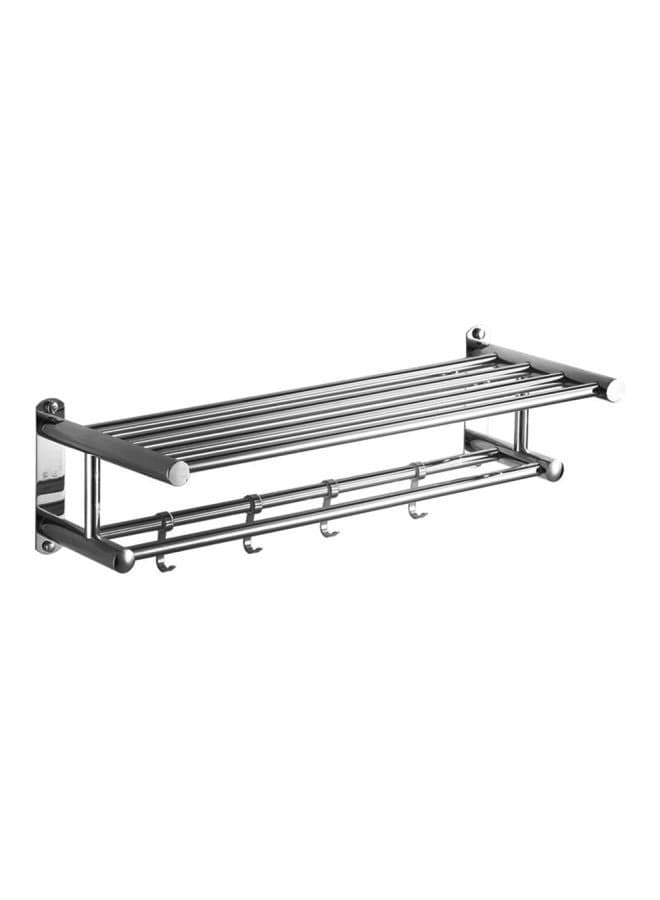 Stainless Steel Wall-Mounted Towel Rack Silver 40x22x16centimeter