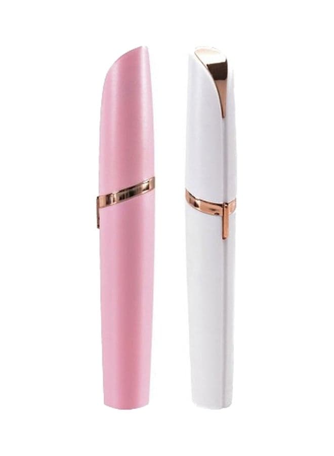 2-Piece Eyebrow Hair Epilator Set White/Pink/Rose Gold 15cm