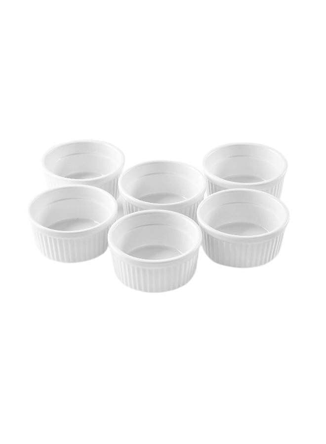 6-Piece Classic Souffle Dish Ramekin Set White 8 x 8cm