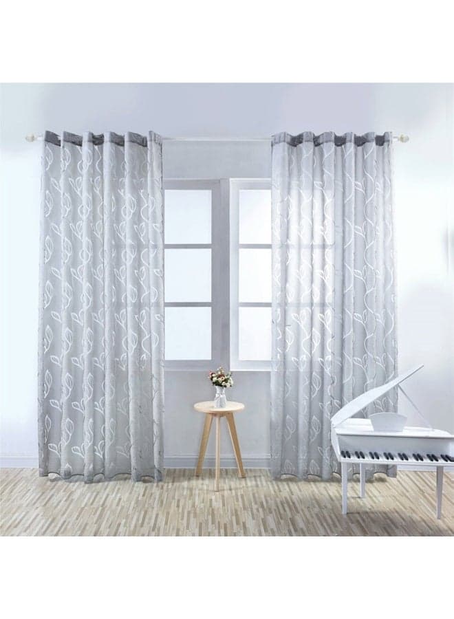 Microfiber Semi-Shading Window Curtains Grey/White 79x40inch