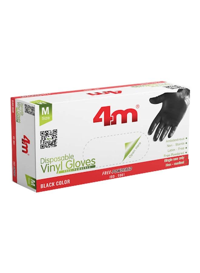 80-Piece Disposable Vinyl Gloves Black M