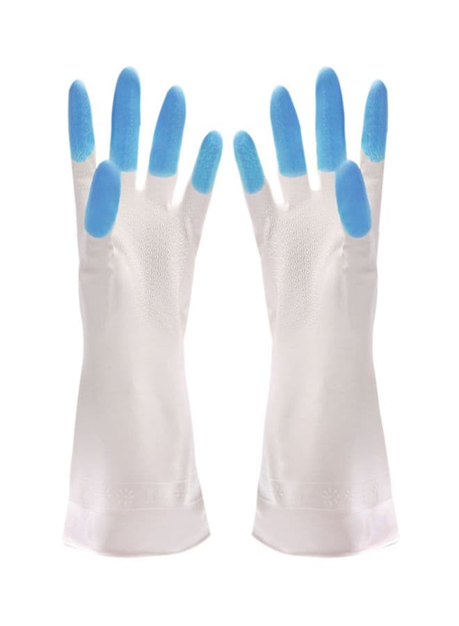 Two Tone Cleaning Hand Gloves White/Blue L