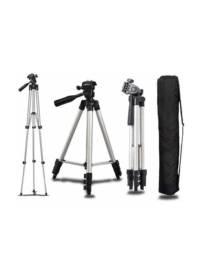 Portable 360 Camcorder Tripod Stand With Carry Case Silver/Black