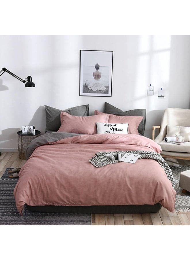 4-Piece Queen Size Luxurious Cotton And Soft Microfiber Comforter Set (1 Duvet/Quilt Cover, 1 Flat Sheet, 2 Pillowcases) Microfiber Red