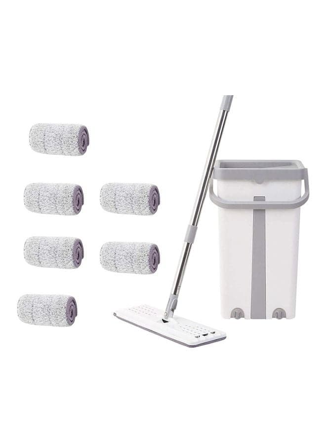 Microfiber Flat Mop With Bucket Set White 35x18cm