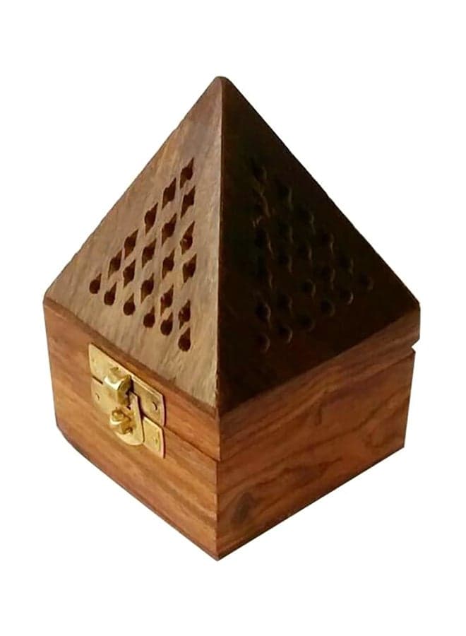 Pyramid Incense Burner Brown 7.5x7.5x12cm