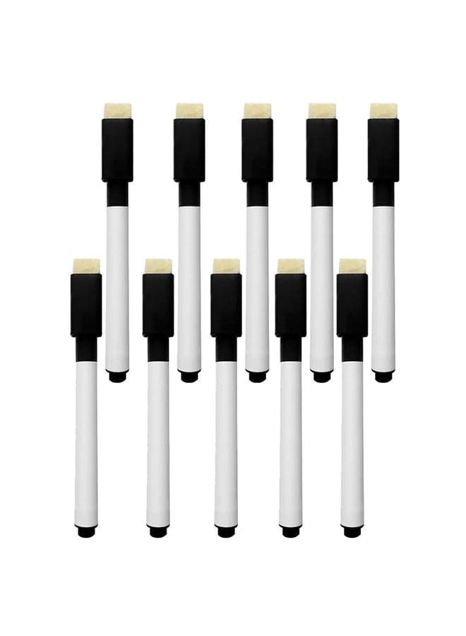 10-Piece Whiteboard Erasable Markers Black Ink For Kids