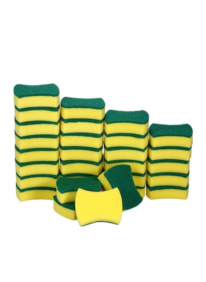 30-Piece Multipurpose Double Faced Sponge Scouring Pads Yellow/Green 32x7x29cm