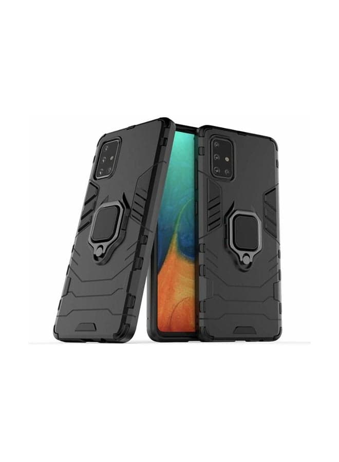 Protective Case Cover With Metal Ring Kickstand For Samsung Galaxy A71 Black