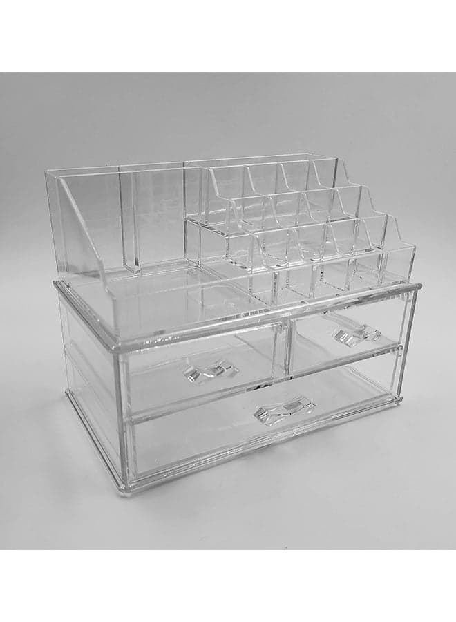2-Piece Classic Acrylic Makeup Organizer Clear