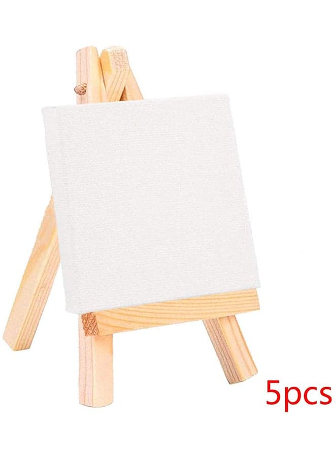 5-Piece Mini Canvas And Easel Set White/Beige