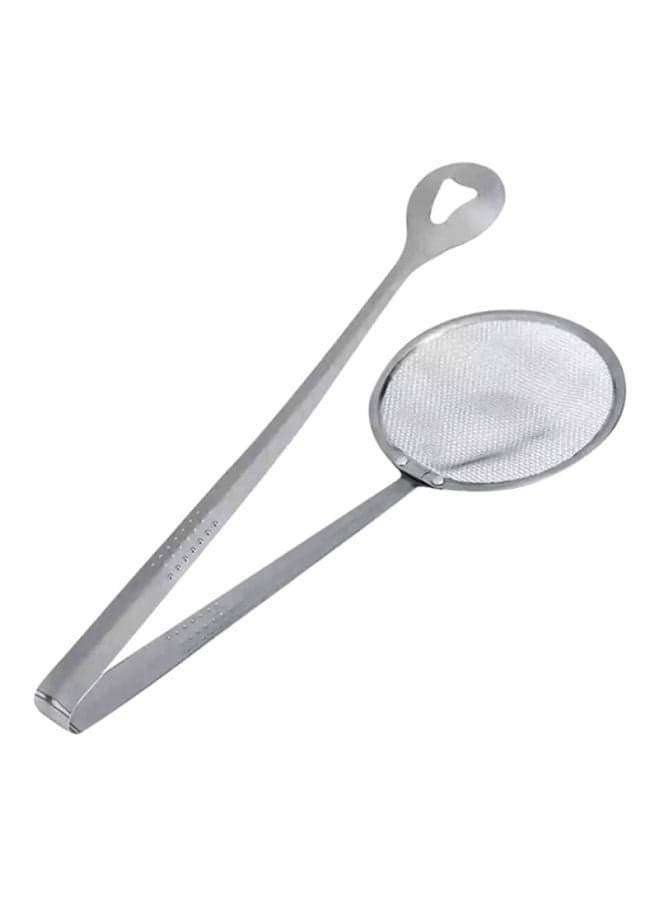Frying Tong Colander Filter Strainer Silver