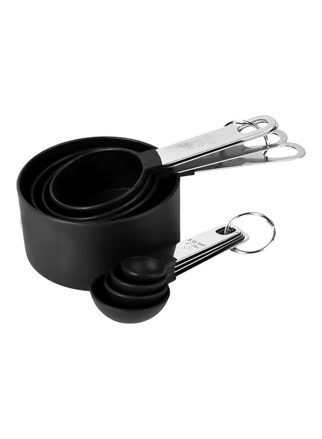 8-Piece Coffee Powder Measuring Cup And Scoop Set Black/Silver