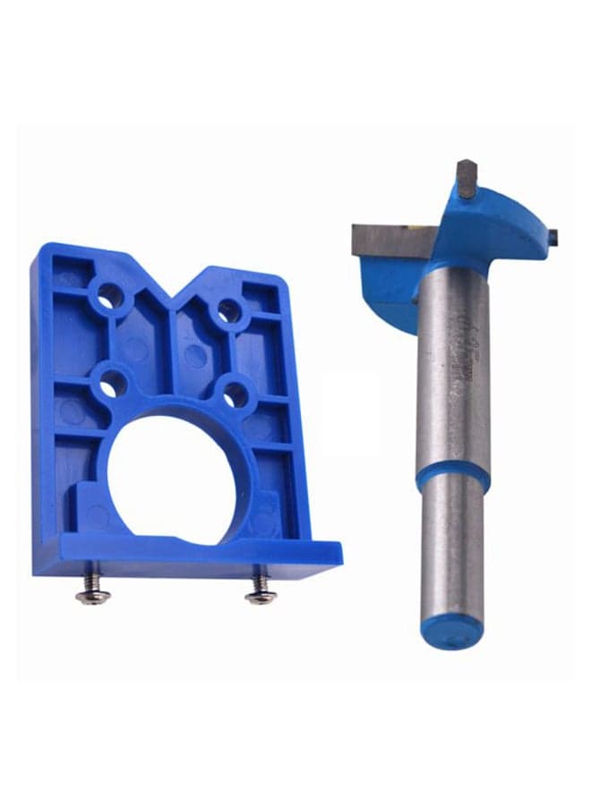 2-Piece Cabinet Installation Hinge And Jig Set Silver/Blue 15.25x7.45x4.35cm