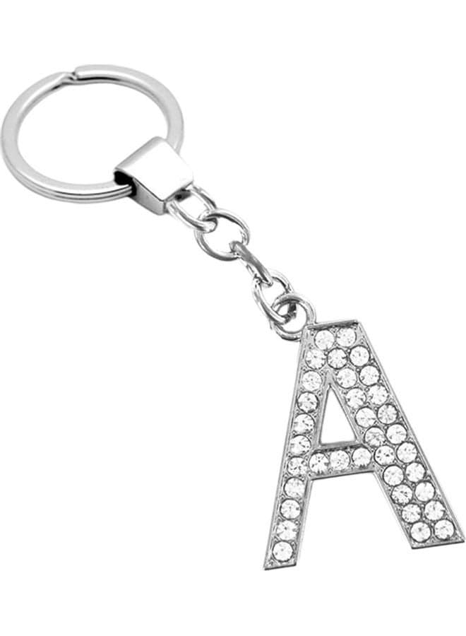 Stylish Alphabet Rhinestone Inlaid Pendant Keychain Key Ring Holder Bag Hangings