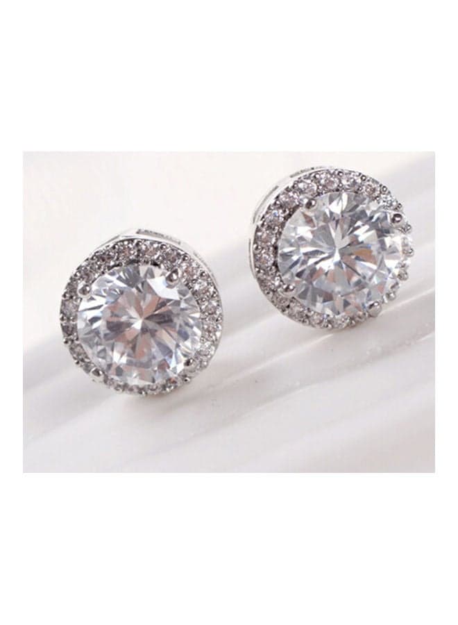 1-Pair Elegant Crystal Zircon Inlaid Ear Studs