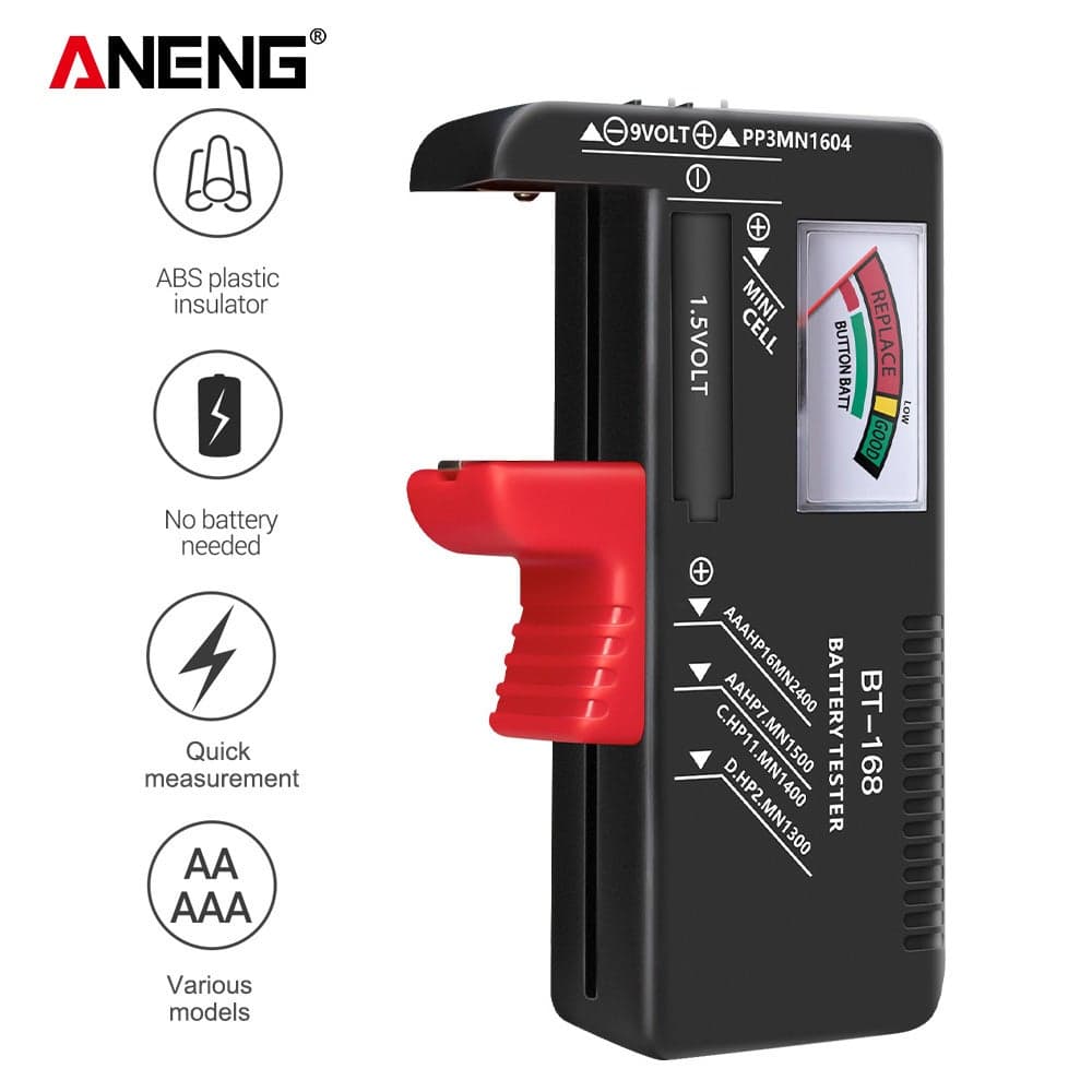 Button-Battery Universal Pointer Display Tester Black 12 x 3 x 7cm
