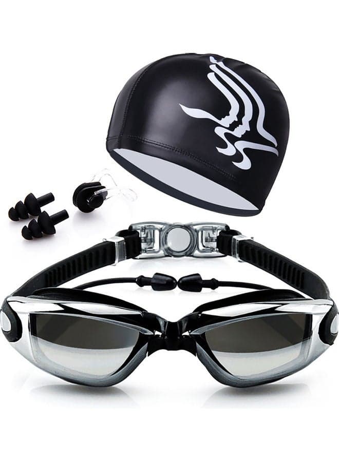 Swimming Accessories, HD Waterproof Anti Fog Swimming Goggles Swim Cap Set - UV Protection Anti Shatter Lenses 25*25*25cm