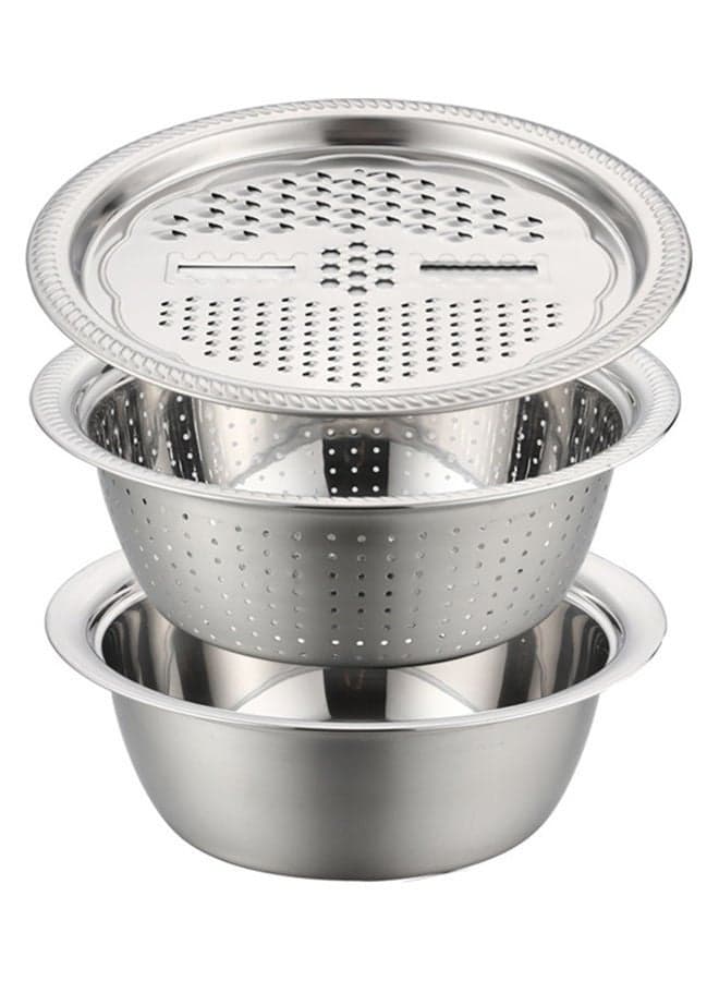 3-In-1 Solid Drain Basket Silver