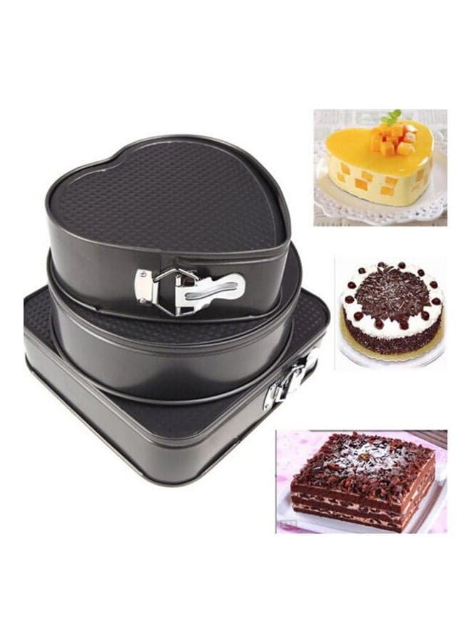 3-Piece Mould Non Stick Baking Tray with Buckle Bakeware Black 28,26,24cm