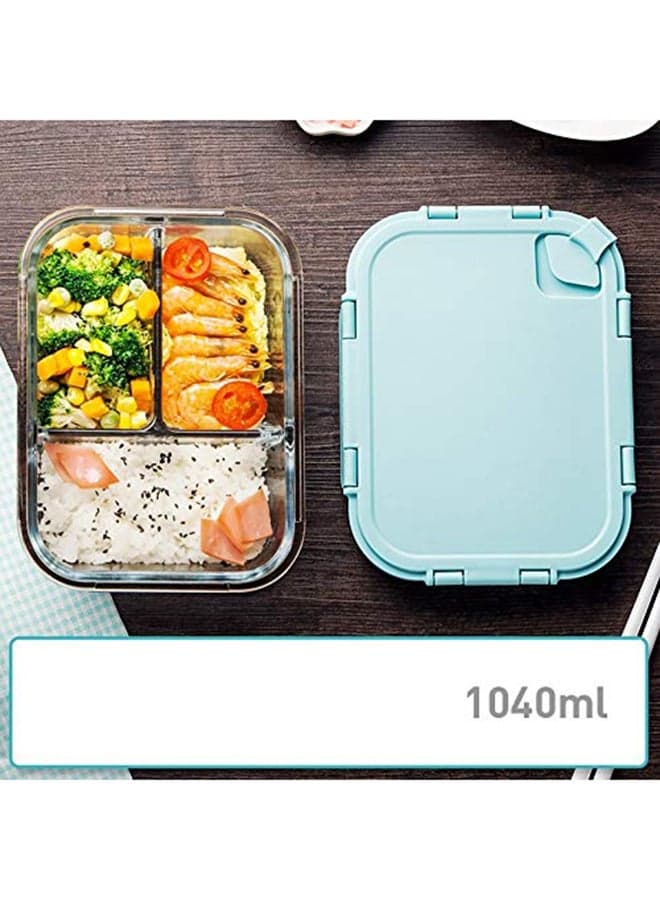 Portable BPA-Free Lunch Box (1040ml Capacity, Blue) Blue 19.6x14.5x6cm