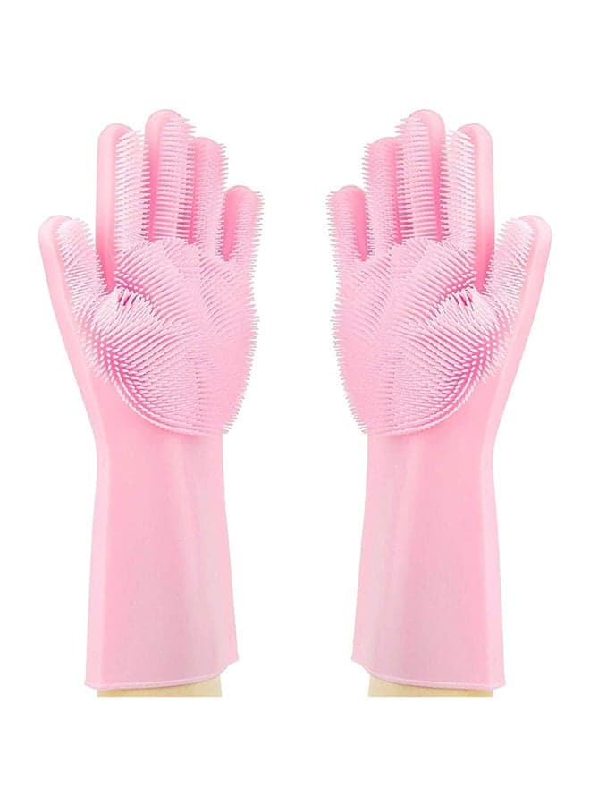Silicone Scrubbing Gloves Pink 20cm