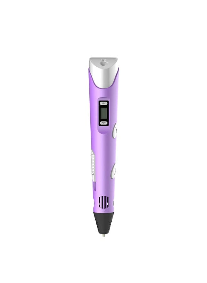 Digital Display Intelligent 3D Printing Pen High Temperature 3D Graffiti Painting Pens with USB Cable Purple