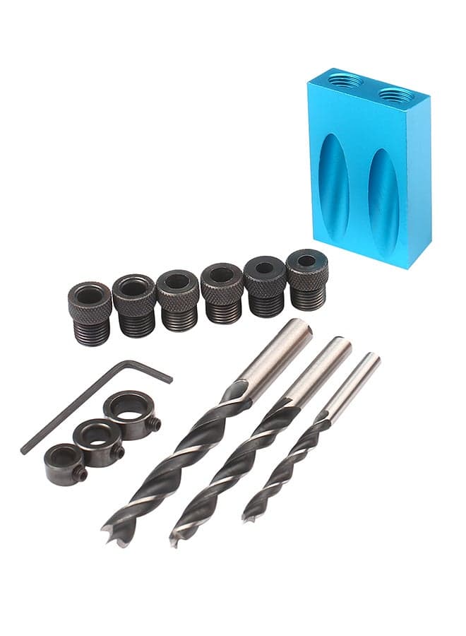 14pcs Woodworking Oblique Hole Locator Set Blue 20.00X2.00X13.00cm