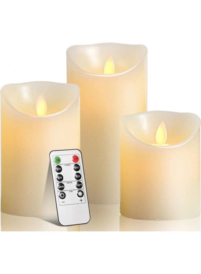 LED Real Wax Battery Candle Pillars White