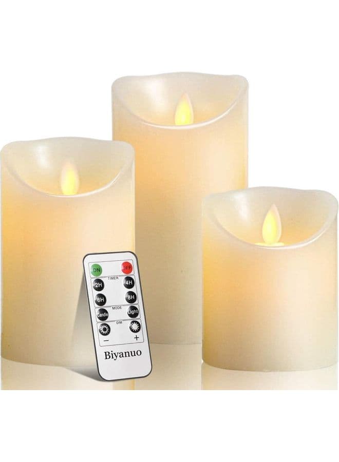 3-Piece LED Real Wax Battery Flameless Candle Set White