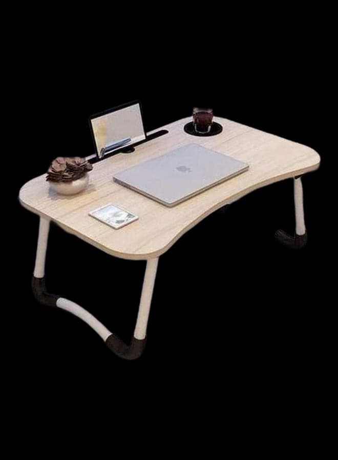 Portable Lap Desk Table with Cup Holder Beige