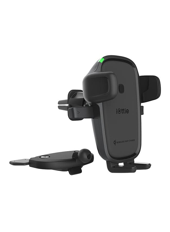 2-Piece Easy One Touch Wireless Car Mount And Charger Black