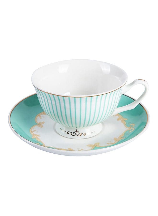 2-Piece Cup And Saucer Set Green 12.5x6cm