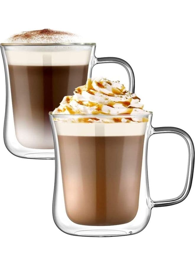 2 Piece Double Walled Coffee Glasses Heat Resistant Cups multicolour
