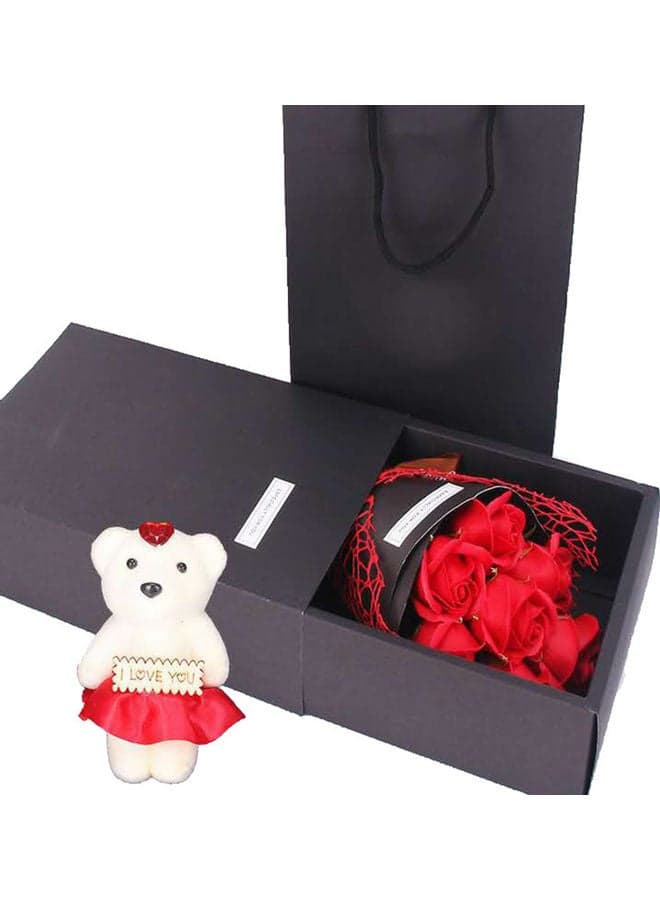 7 Piece Soap Rose Flower with Gift Box red 29.00x9.00x19.00cm