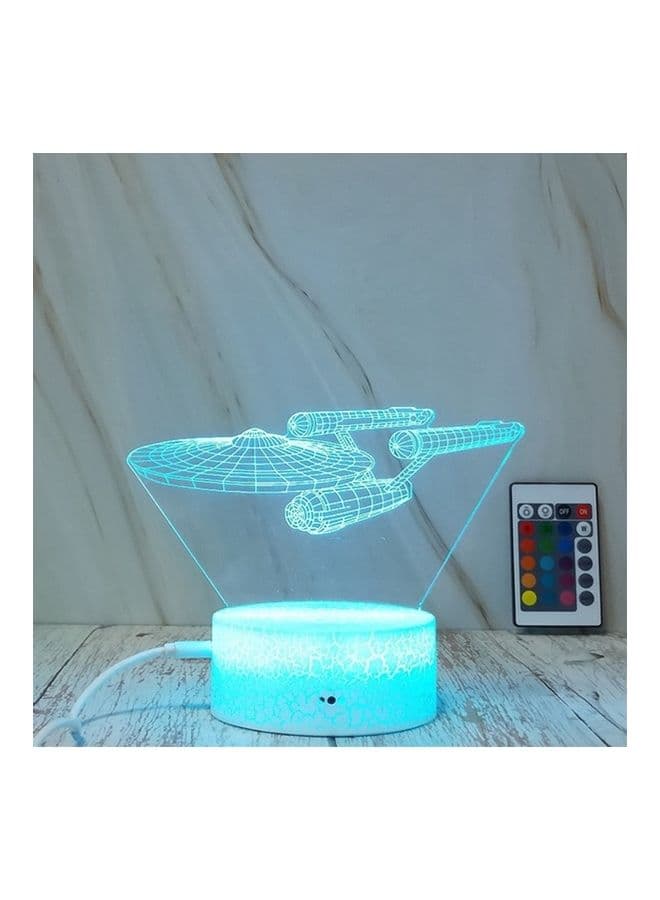 Spaceship Shape Creative Crack Touch Dimming 3D Colorful Decorative Night Light with Remote Control Multicolour 22x17x7cm