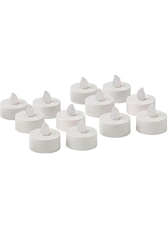 12-Piece Battery Operated LED Tea Light Candles White