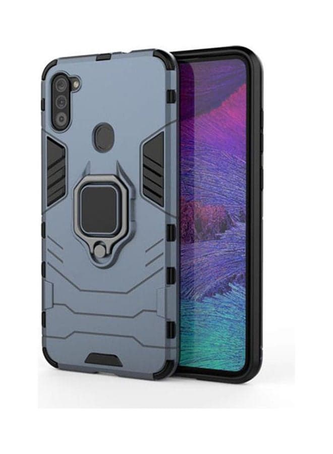 For Samsung A11 / Samsung M11 Iron Man With Metal Ring Holder Stand Armor Shockproof Case Cover Blue