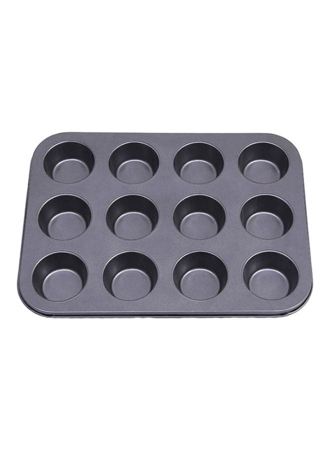 12-Cavity Muffin Cupcake Mold Black 26.5x18.5cm