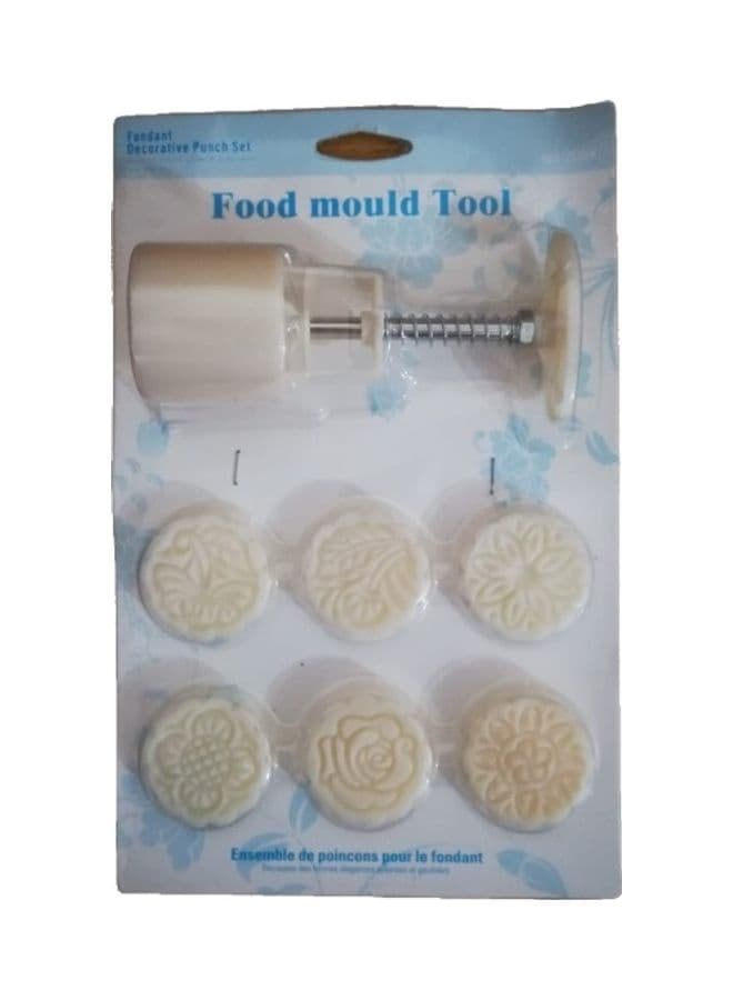 7-Piece 3D Rose Flower Mooncake Mould Cutter Set Beige