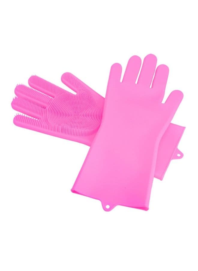 Pair Of Heat-Resistant Oven Gloves Pink 35.7x16.5cm