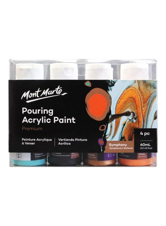 Premium Pouring Acrylic Paint Set Of 4 Multicolour