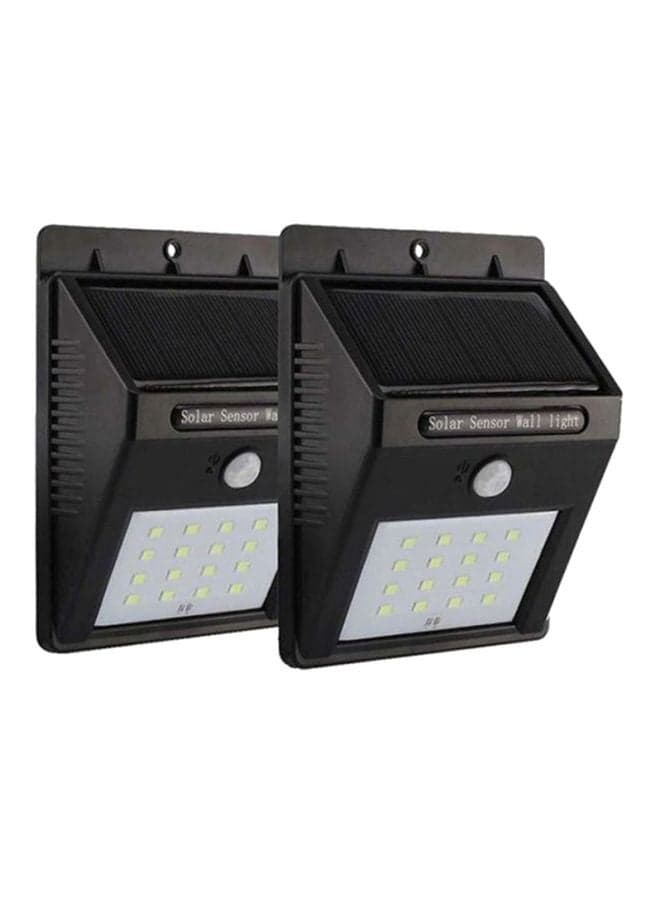 2-Piece 16 LED Solar Powered Motion Sensor Wall Lights White 10x12cm